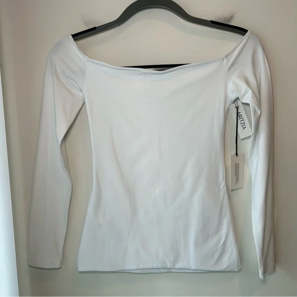 NWT New Aritzia Contour Off-shoulder Longsleeve Top White Size Small - Picture 5 of 9